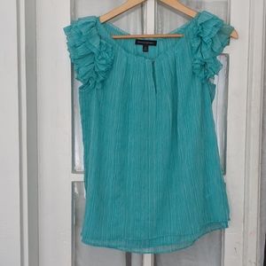 Banana Republic turquoise sleeveless ruffle XS